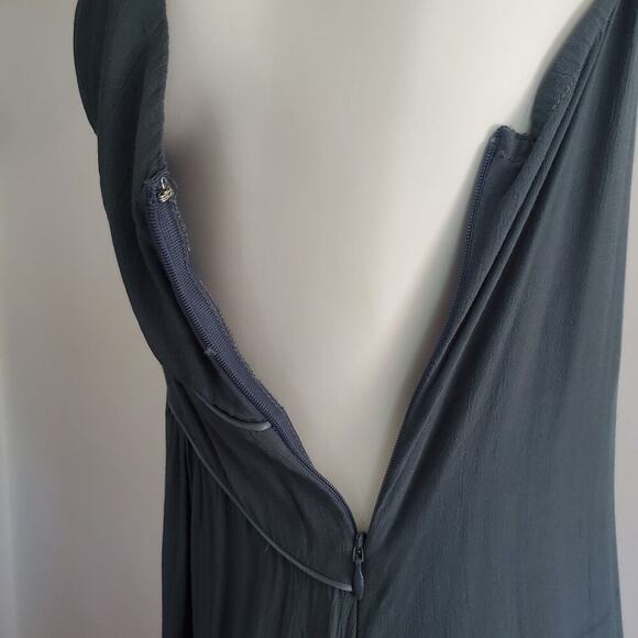 MLM Label Empire Waist Maxi Dress Teal Blue Spaghetti Strap Beachy Boho Retro - Picture 4 of 6